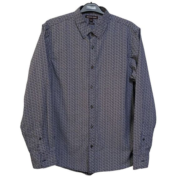 Michael‎ Kors Men's Button Up Long Sleeve Size L Classic Fit Cotton Print - Picture 1 of 11